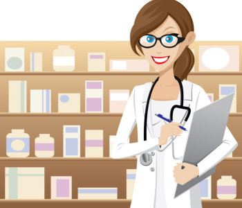 cartoon female pharmacist